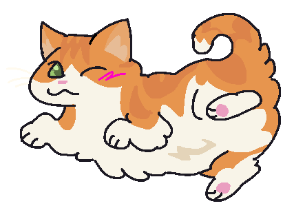 a drawing of my awesome cat nikki. she is orange and winking at you